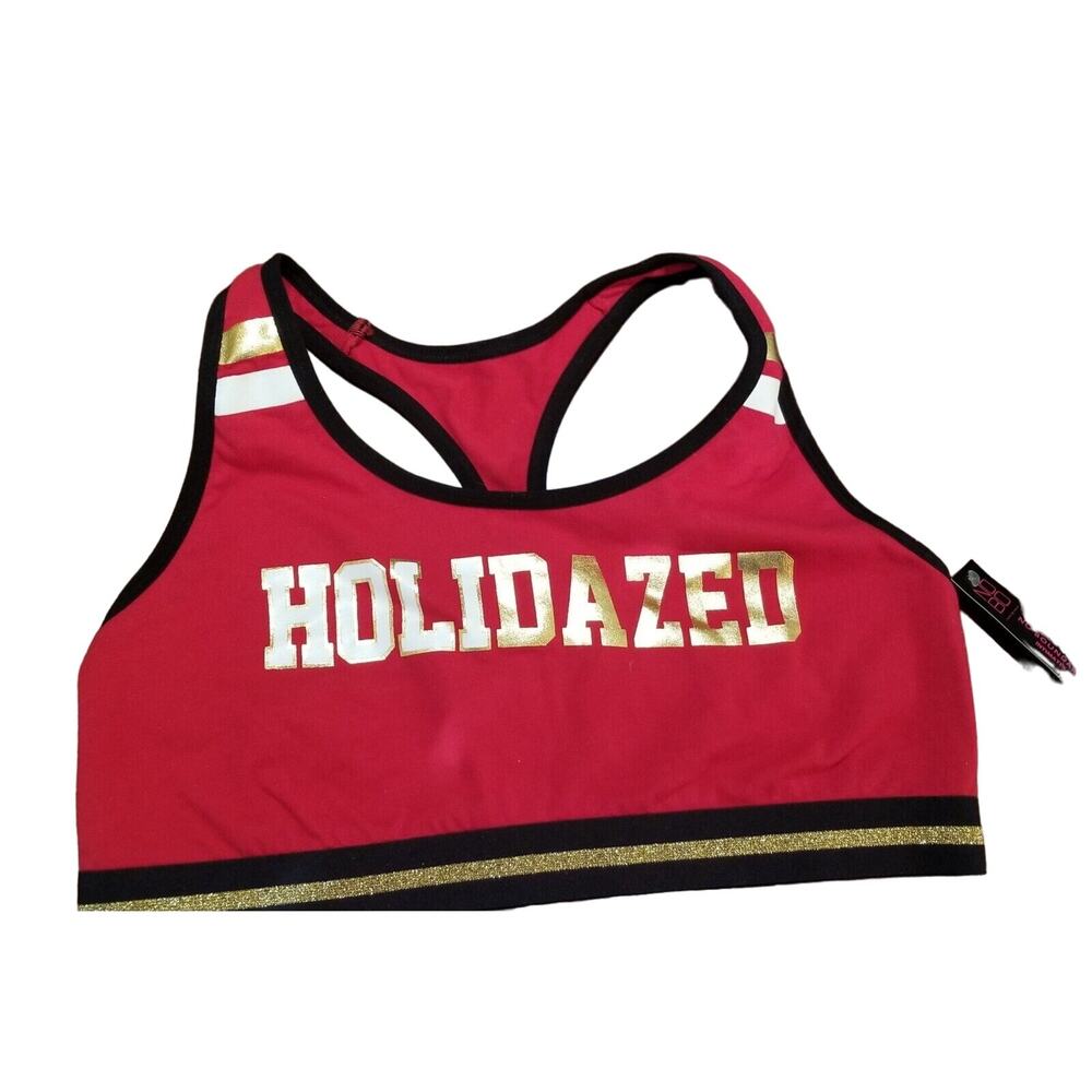 No Boundaries Women's Red Black & Gold Wire-Free Cotton Sport Bra SIZE 40-NWT's